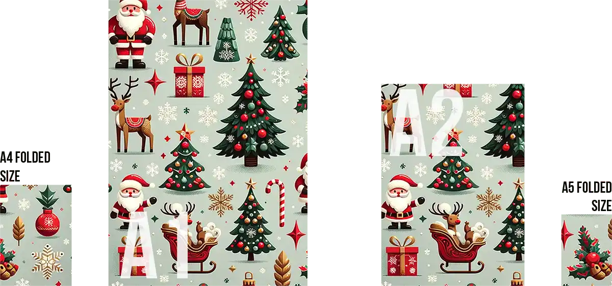 wrapping paper size comparison - A1, A2, A4, A5